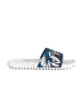 White and Blue Slip-Resistant Slides
