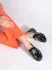 Black Patent Loafers with Bear Design