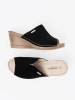 Women's black platform slides