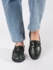 Dark green platform loafers