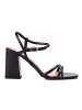 Vinceza Black Wide-Heeled Sandals