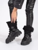Chic Black Lace-Up Platform Snow Boots with Cozy Fur Trim