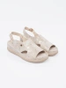 Taupe Buckle Flat Sandals