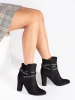 Black Suede Block Heel Booties