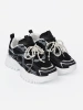 Black sneakers with white bow and beads