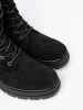 Black lace-up worker boots with chunky soles