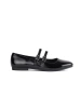 Glossy Black Ballet Flats with Strap