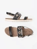 Black Sandals with Decorative Metal Circles