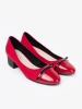 Red Pumps with Bow and Patent Toe Cap