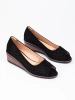 Black Suede Perforated Wedge Pumps by Potocki
