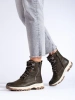 Lace-Up Boots with Decorative Zipper in Khaki