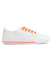 White Sneakers with Orange Laces