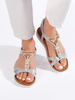 Silver Beaded Flat Sandals
