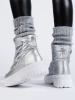 Silver Velcro Snow Boots