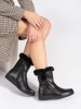 Warm Black Leather Ankle Boots with Faux Fur by Sergio Leone