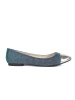 Sparkling Blue Ballet Flats with Silver Toes