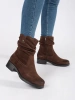 Brown Leather Ankle Boots with Ruched Upper Sergio Leone