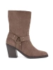 Suede Dark Beige Block Heel Ankle Boots