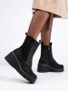 Black Suede Wedge Ankle Boots