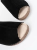 Women's black platform slides