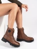 Brown Leather Lace-Up Platform Ankle Boots by Sergio Leone
