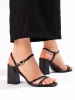 Vinceza Black Wide-Heeled Sandals