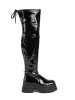 Black Patent Over-the-Knee Boots on Platform