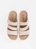Light beige low wedge mules