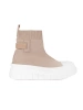Beige High-Top Platform Sneakers