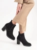 Black suede block-heeled ankle boots