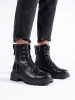 Black Faux Leather Ankle Boots