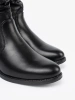Comfortable black ankle boots with ruching