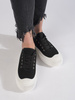 Black Lace-Up Platform Sneakers