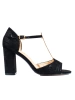 Black Classic High Block Heel Sandals