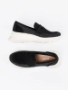 Black loafers with thick soles