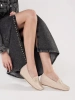 Beige women's lace-up shoes with hidden wedge