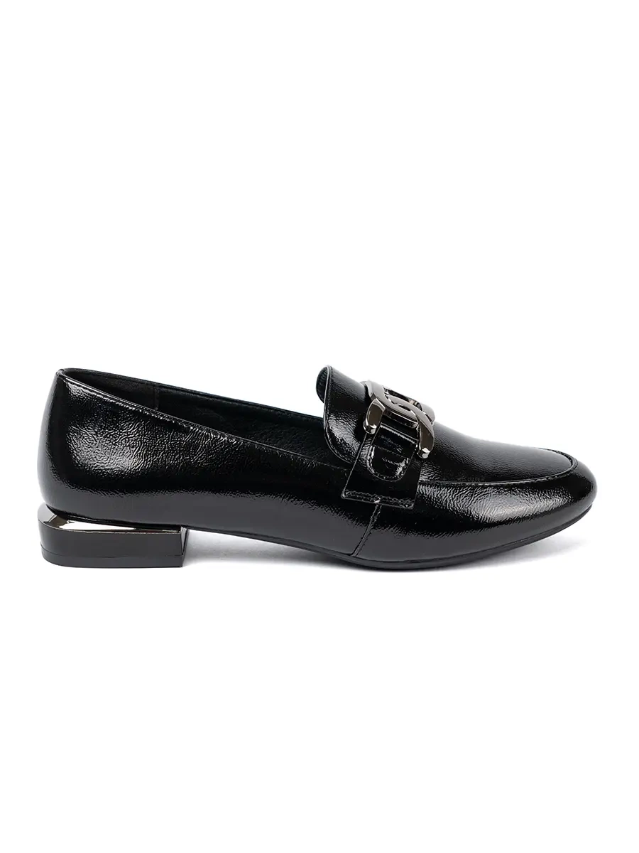 Sergio Leone Patent Loafers with Decorative Buckle