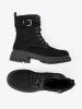 Black Worker Boots with Buckle and Lacing