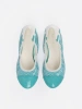 Blue ballet flats with a white mesh