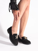 Black Suede Loafers with Plush Bear Charm