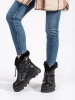 Black Platform Snow Boots with Black Faux Fur Trim