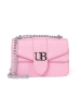 Pink small shoulder bag with silver chain