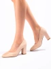 Beige Block Heel Pumps