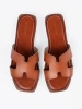 Brown square-toe mules