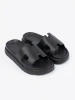 Women's black platform slides