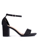 Sparkling Black Block Heel Sandals