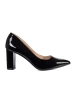 Elegant Black Patent Block Heels