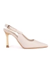 Beige Patent Leather Slingback Heels