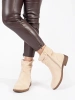 Beige Western Ankle Boots