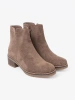 Klasyczne ciemnobeżowe botki na stabilnym obcasie